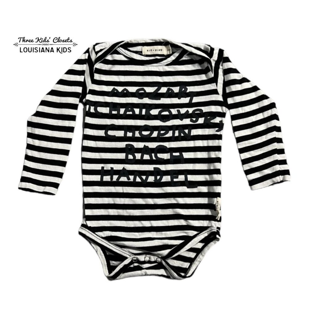 Kid + Kind 18-24m Classical Music Composers Striped Onesie Bodysuit